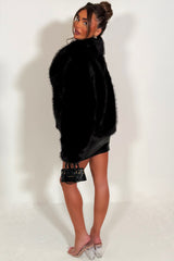womens faux fur jacket black zara uk