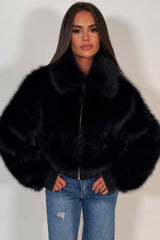 womens fur jacket black styledup uk