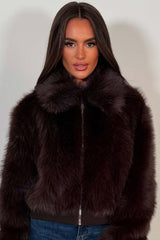 brown faux fur jacket zara womens uk