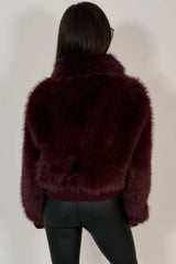 womens fur jacket burgundy styledup uk