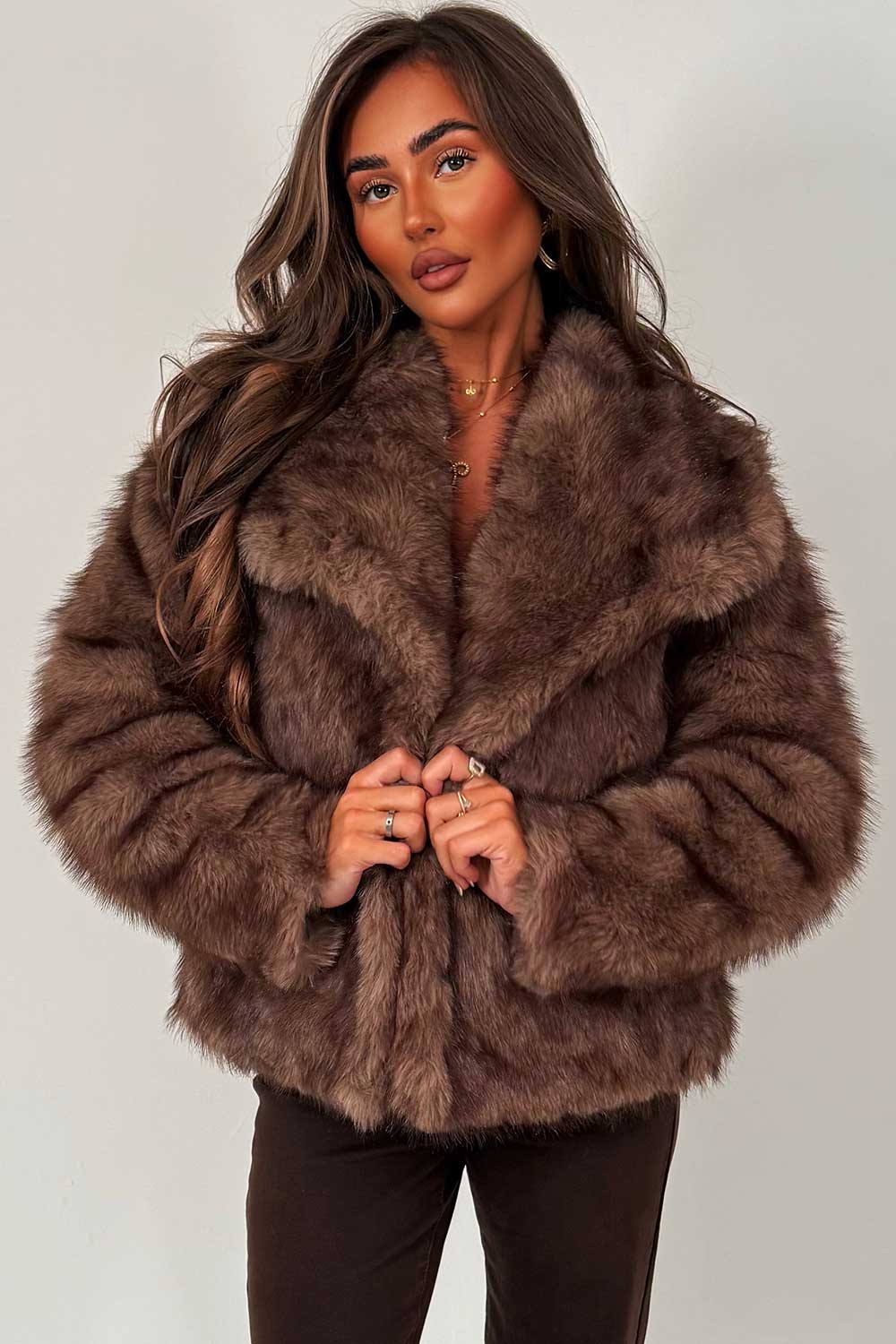 faux fur jacket for womens with collar styledup