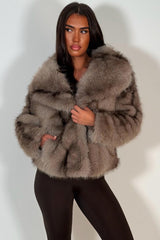 womens premium faux fur jacket with collar styledup uk