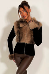 brown fur cardigan jumper christmas market outfit styledup