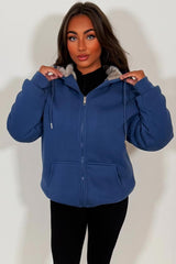 faux fur lined hooded sweatshirt with long sleeves womens winter loungewear styledup 