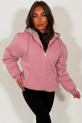 fur lined hooded sweatshirt for womens 