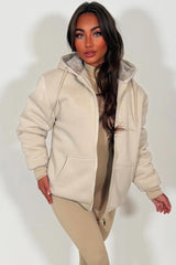 fur lined hooded sweatshirt with zip womens styledup