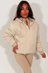 faux fur lined womens zip up hoodie loungewear really warm cosy for winter styledup