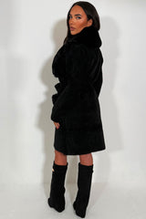 faux fur collar faux fur cuff long belted coat styledup