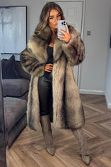 zara womens winter fur coat with collar taupe colour way styledup