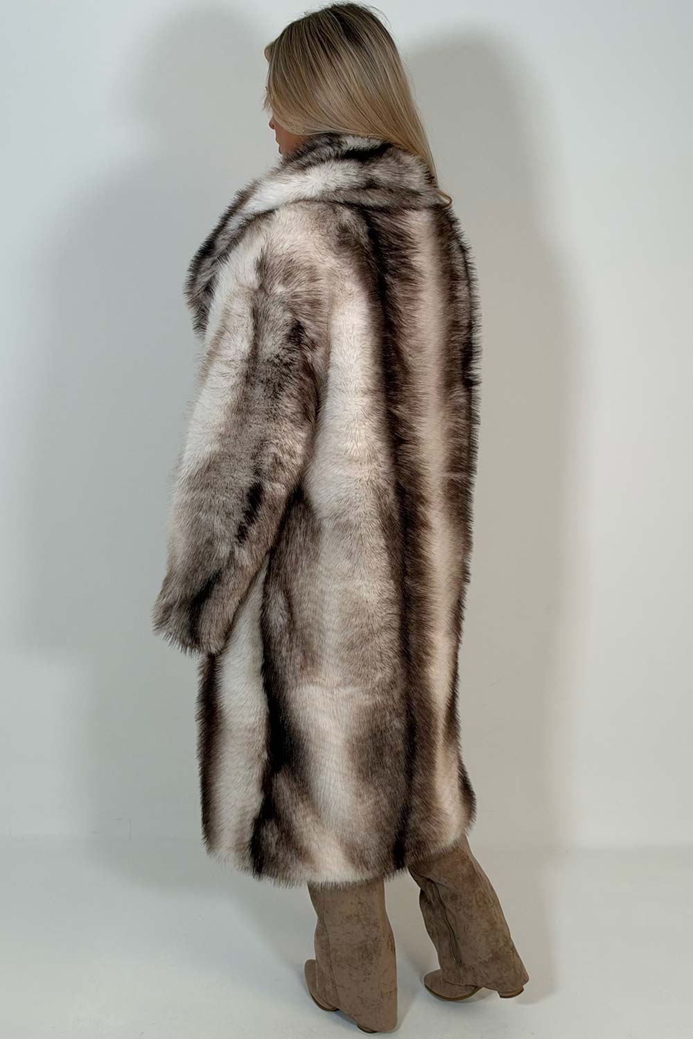 cream faux fur coat with collar styledup uk