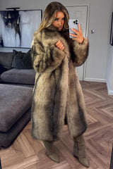 taupe maxi fur coat styledup uk