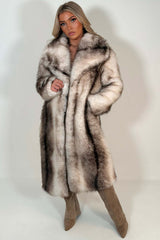 womens long cream colour way faux fur coat zara uk