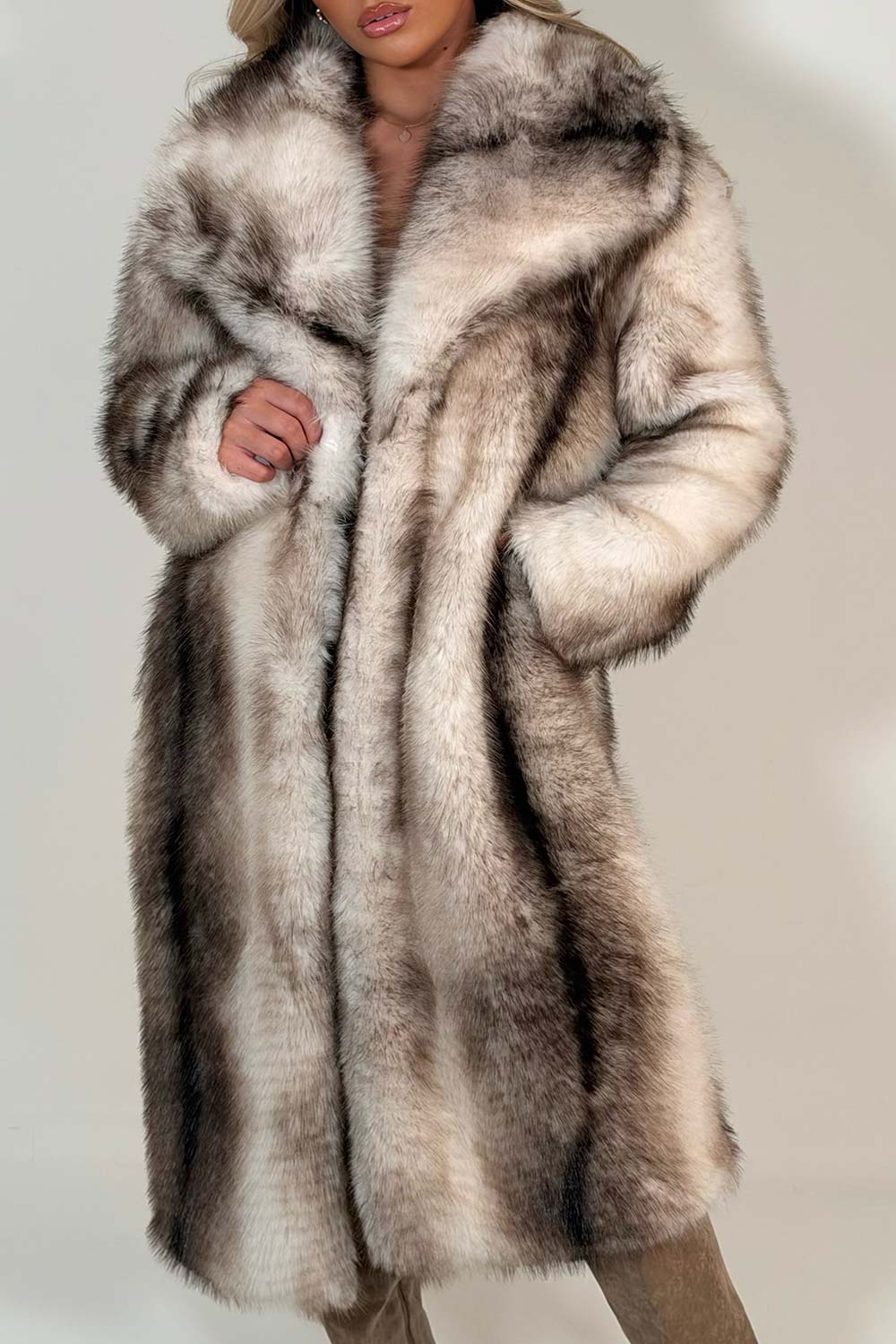 zara womens winter fur coat with collar cream colour way styledup