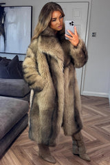 womens taupe fur coat with collars styledup