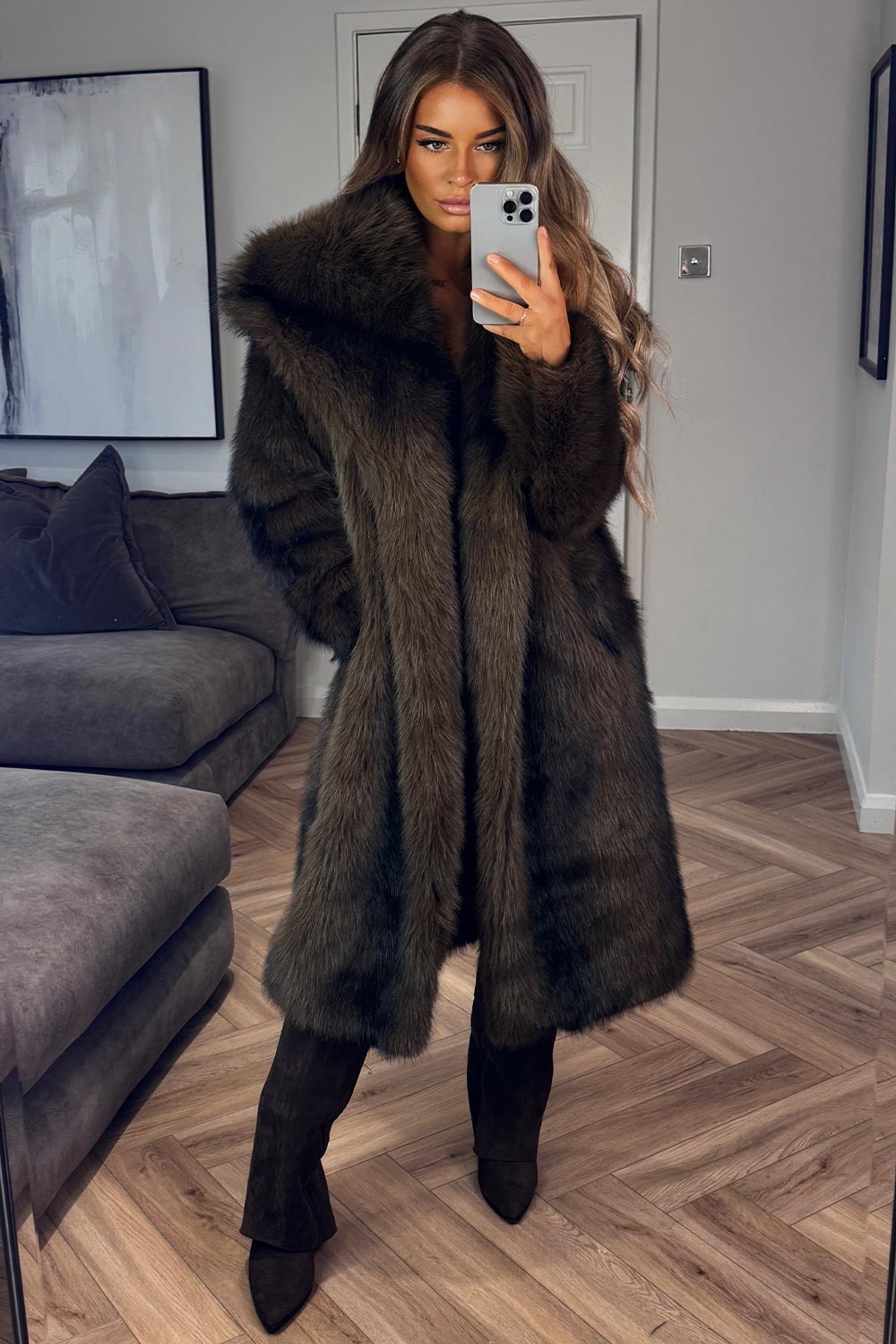 womens brown fur coat with collars styledup