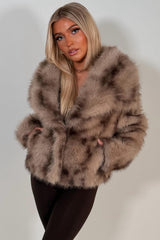 womens faux fur jacket taupe zara uk winter outerwear
