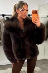 womens faux fur jacket brown zara uk