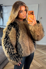 faux fur contrast long sleeve coat for womens styledup trendy outerwear uk 