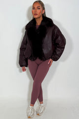 faux fur collar bomber jacket womens styledup