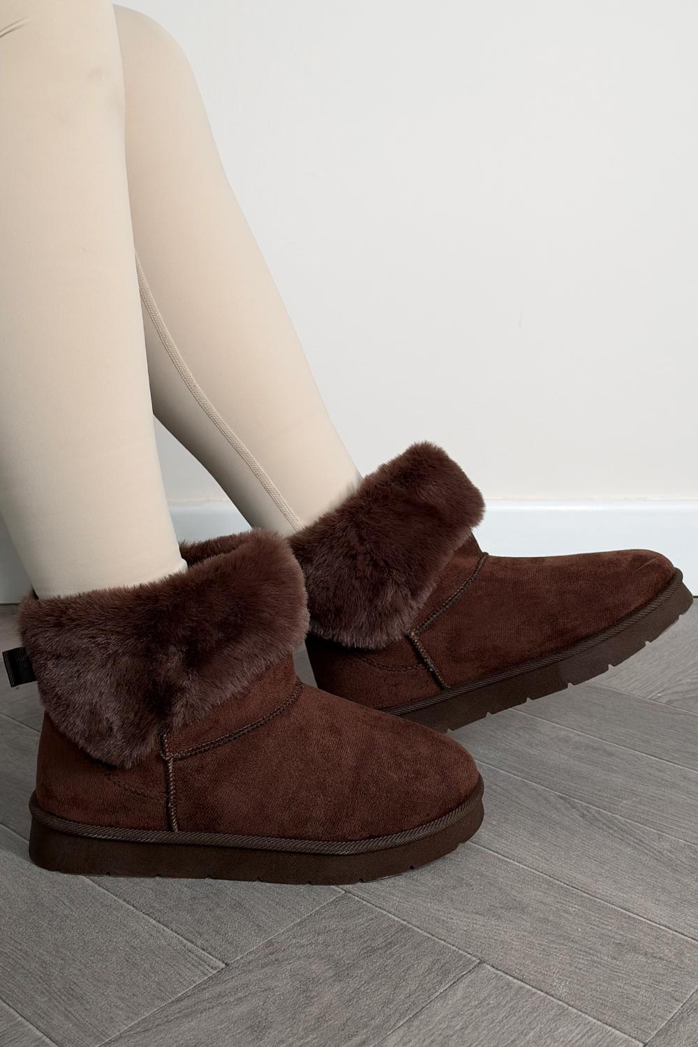womens brown ugg platform boots faux fur trim and lining
