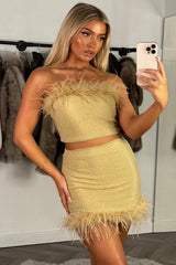 fur trim mini skirt and fur trim crop top two piece co ord set festival rave outfit for night out styledup uk