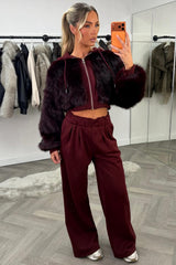 faux fur hoodie and joggers two piece co ord loungewear set for winter styledup uk sale