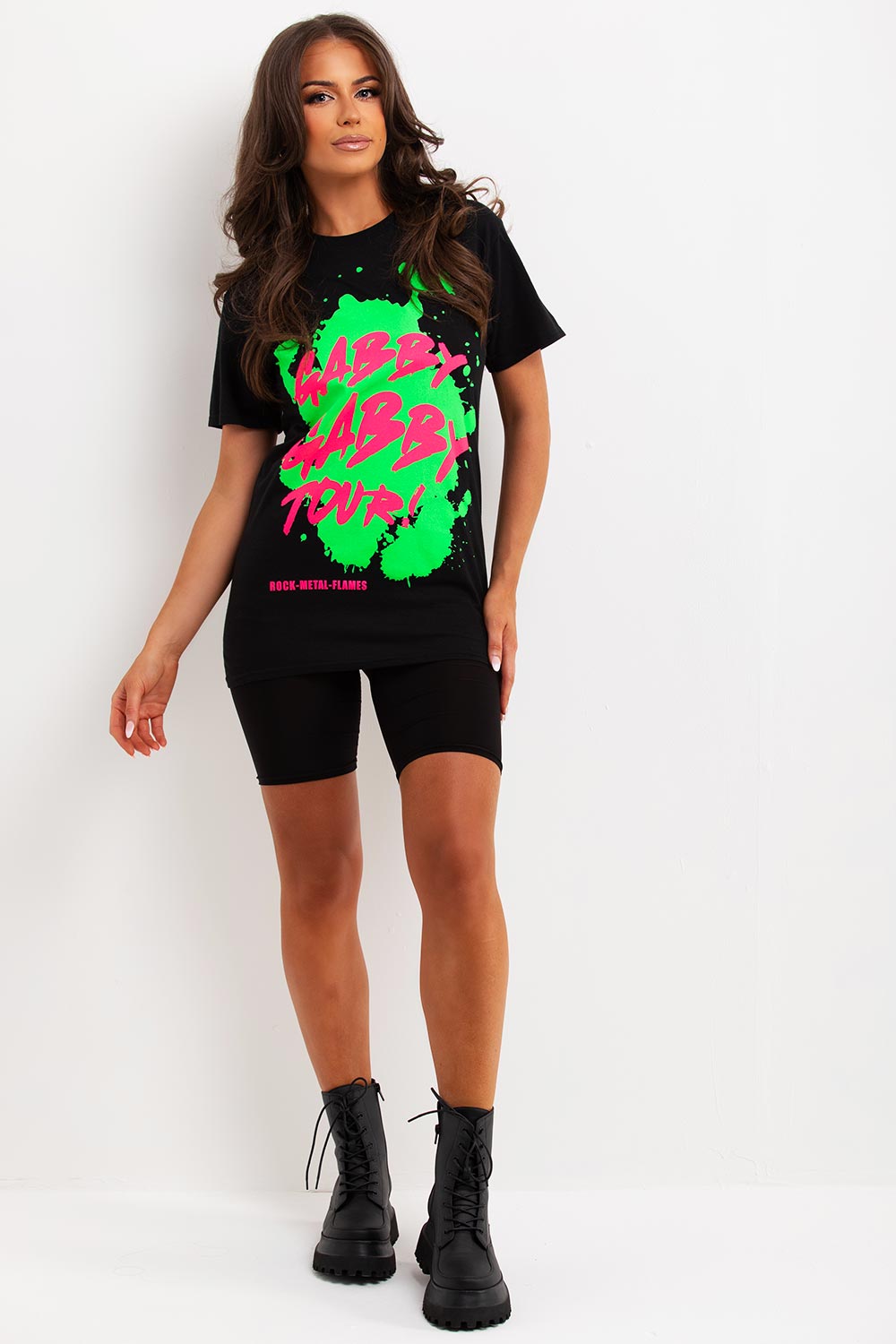 gabby gabby neon graphic festival rave t shirt outfit