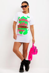 neon crop t shirt and skirt festival outfit