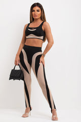 leggings and crop top with mesh panel sorelle uk