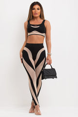 serelleuk leggings and crop top with mesh panel 