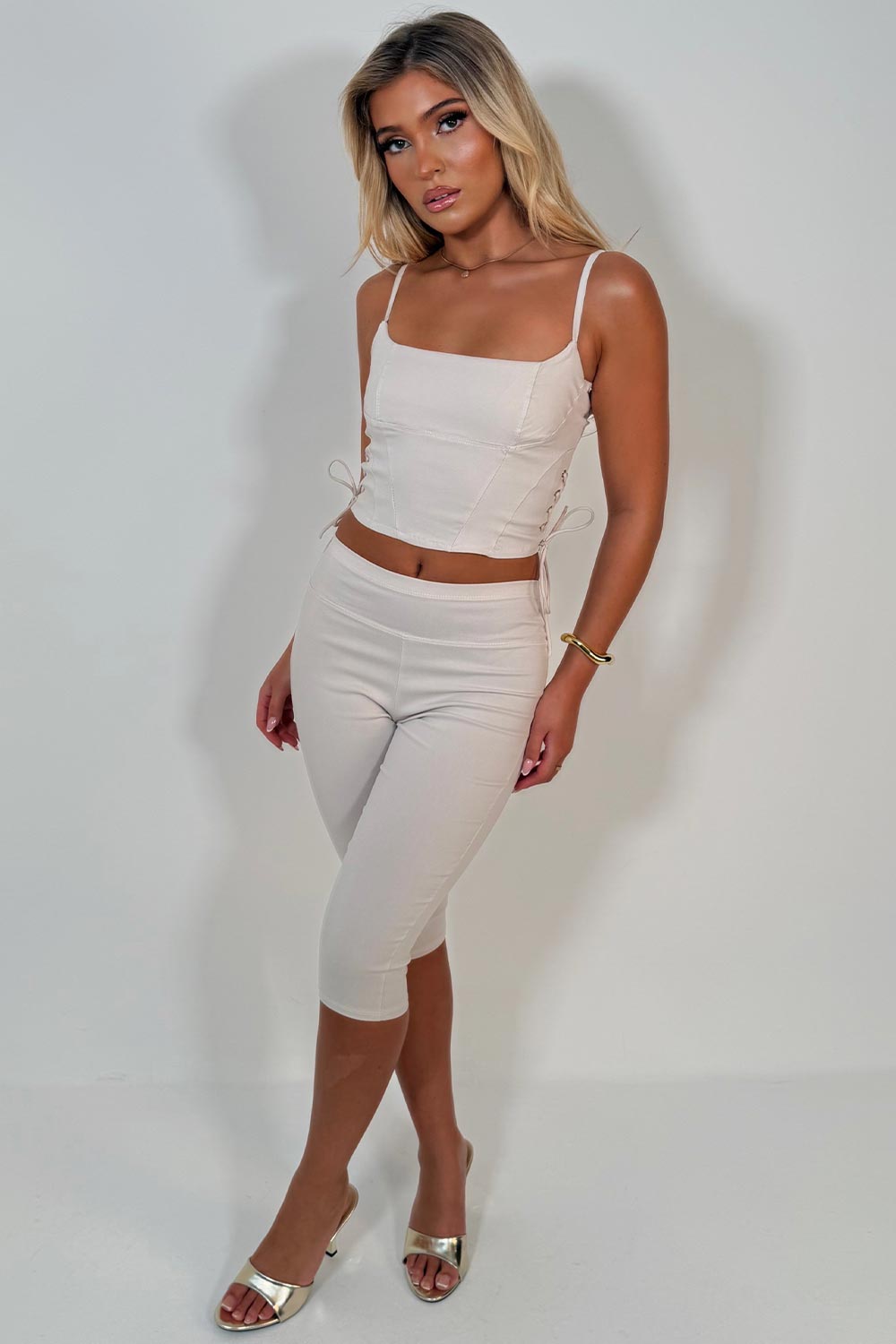 night out black corset top and capri pants 2 piece outfit styledup uk