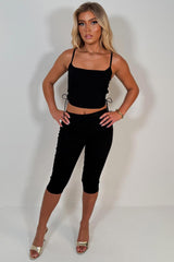 night out black corset top and capri pants 2 piece outfit styledup uk