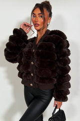 faux fur panel cardigan jumper for women styledup 