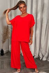 womens gold button shoulder top and trousers co ord set christmas party outfit