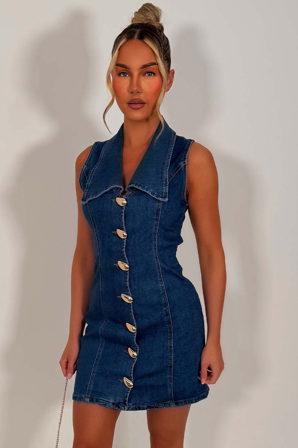 sleeveless denim summer holiday dress styledup