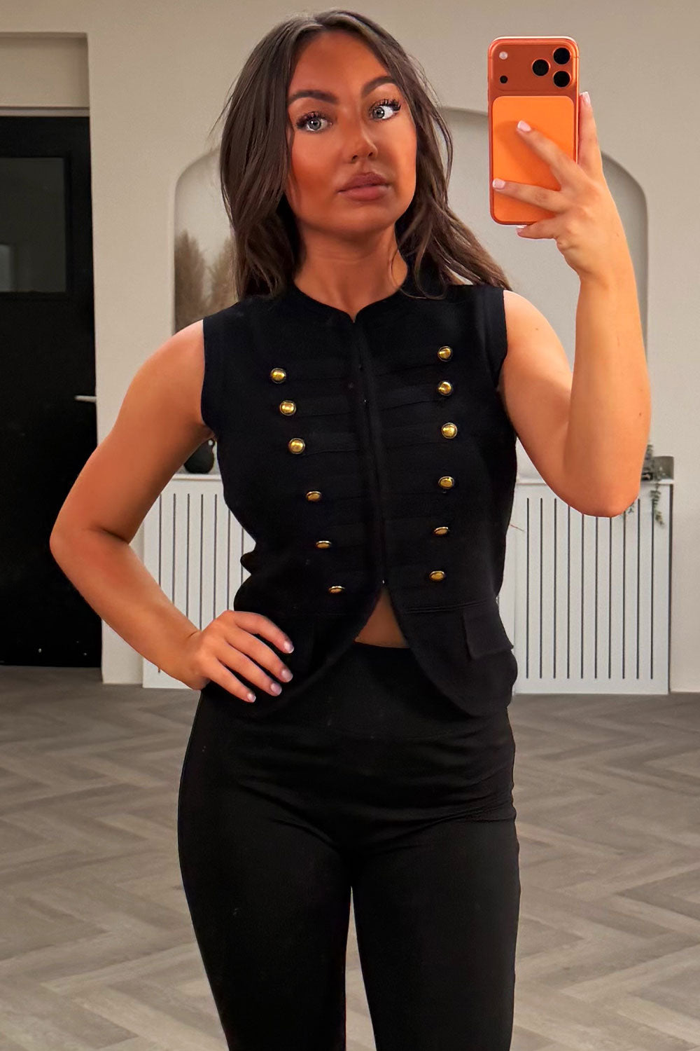 womens sleeveless waistcoat top with frog fastening styledup uk
