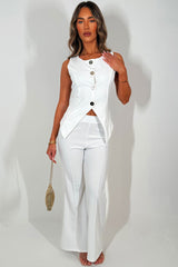 womens waistcoat and skinny flare two piece set going out christmas occasion outfit 