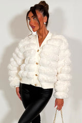 faux fur panel cardigan jumper for women styledup 