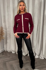 womens long sleeve knitted jumper with gold button styledup