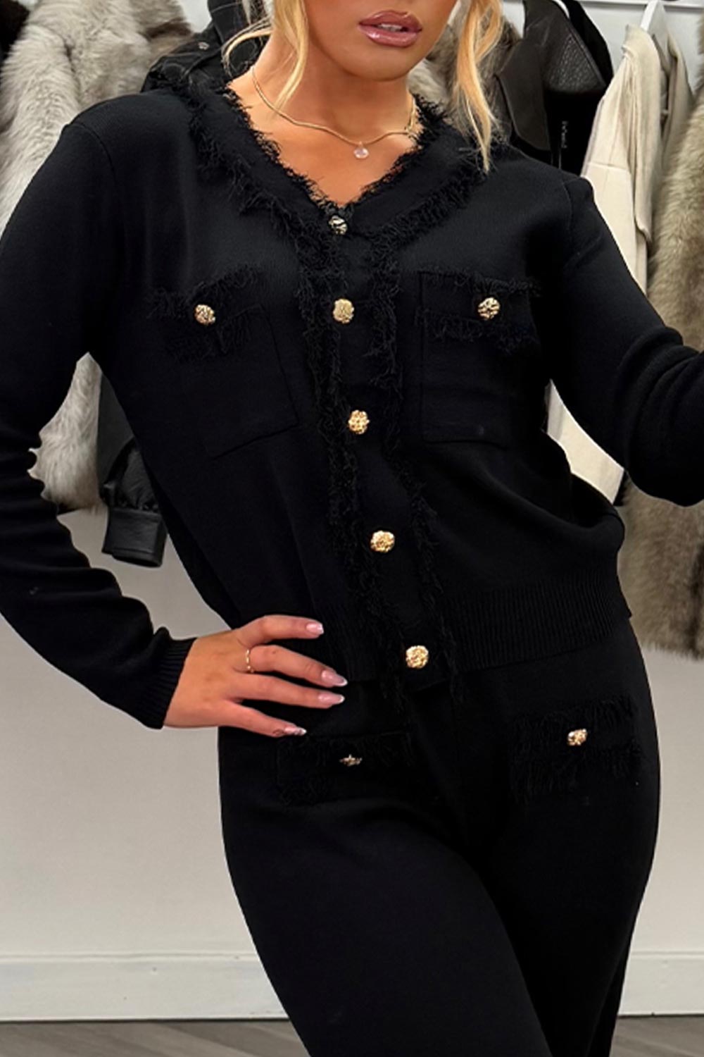 womens knitted jumper top and trousers two piece set going out occasion outfit styledup uk