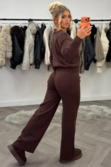 womens knitted jumper top and trousers two piece set occasion outfit styledup uk
