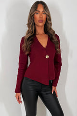 womens long sleeve knitted jumper cardigan with gold button