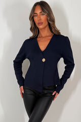 womens gold button jumper cardigan knitted christmas outfit