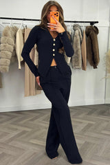 zara womens gold button long sleeve top and wide leg trousers co ord set christmas outfit styledup uk sale 