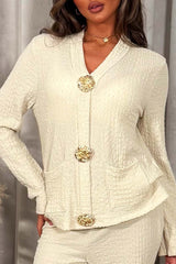 gold button top and trousers two piece co ord set styledup outfits