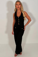 zara womens gold button waistcoat and trousers two piece co ord set going out occasion outfit for womens styledup uk
