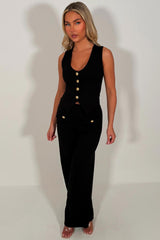 womens waistcoat and trousers co ord with gold buttons two piece going out occasion outfit uk styledup 