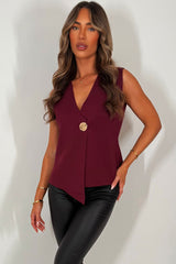 gold button sleeveless knitted jumper cardigan christmas outfit womens