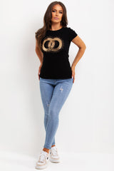 gold sequin sparkly t shirt black