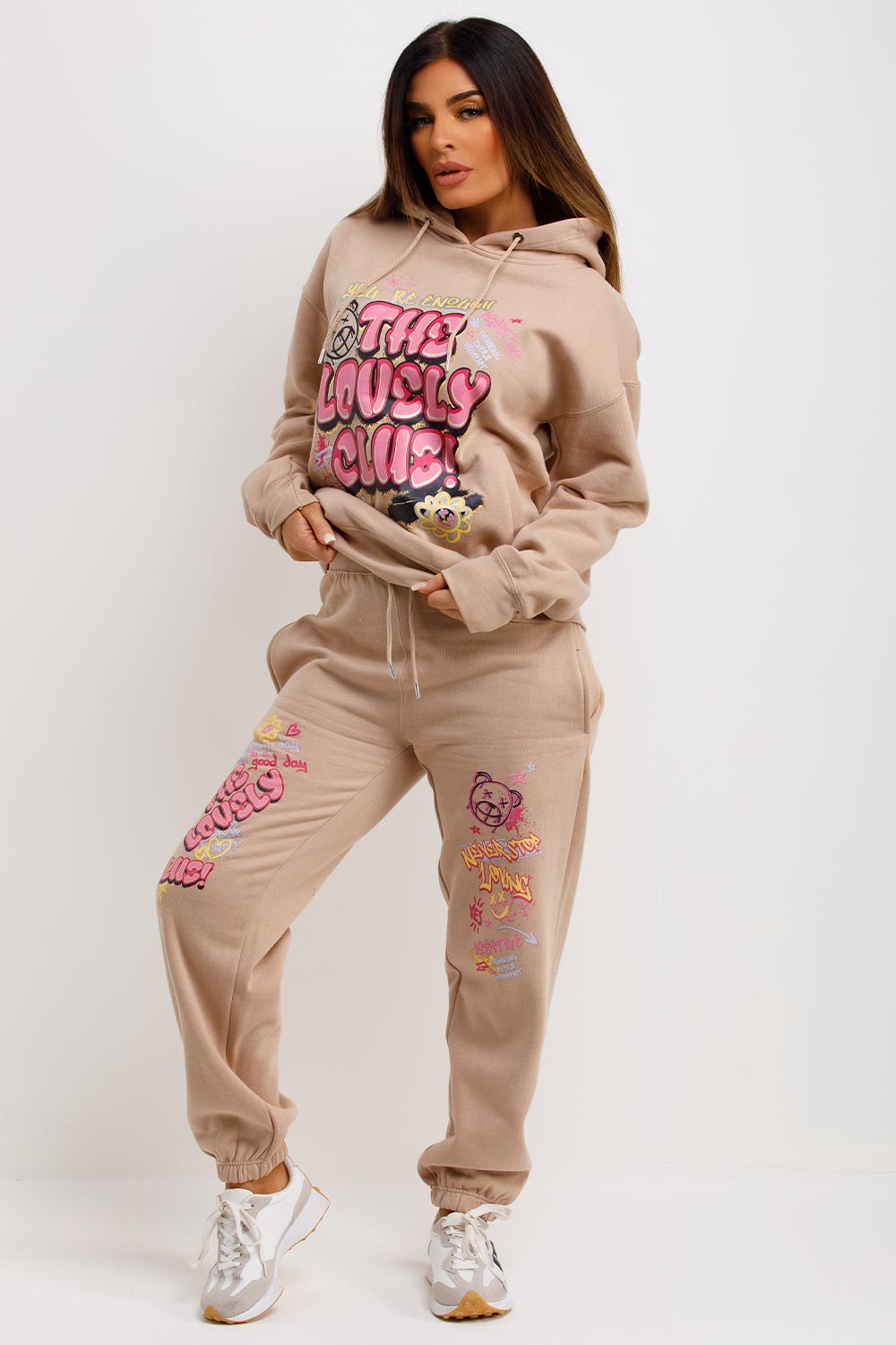 womens hoodie and joggers tracksuit set